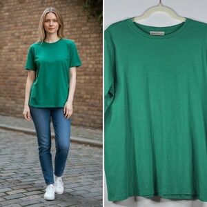 Zenana Cotton Short Sleeve Boyfriend Tee Medium Green Crew Neck CT-3076